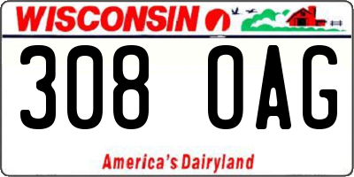 WI license plate 308OAG