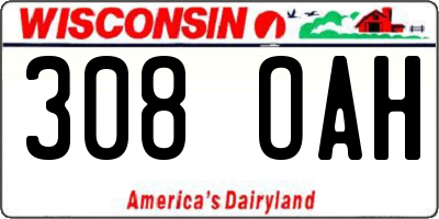 WI license plate 308OAH