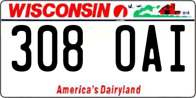 WI license plate 308OAI