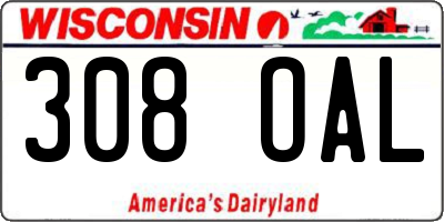WI license plate 308OAL