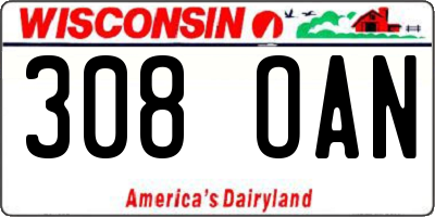 WI license plate 308OAN