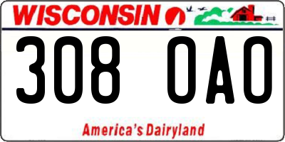 WI license plate 308OAO
