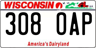 WI license plate 308OAP