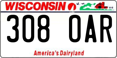 WI license plate 308OAR