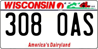 WI license plate 308OAS
