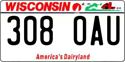 WI license plate 308OAU