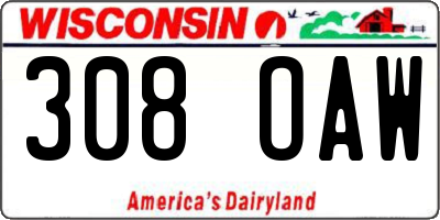 WI license plate 308OAW