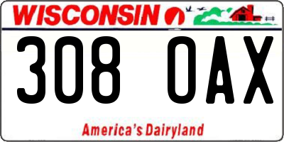WI license plate 308OAX