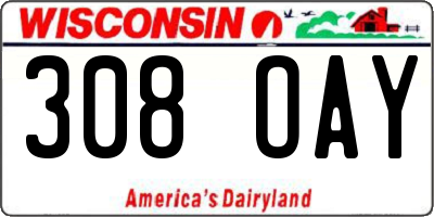 WI license plate 308OAY