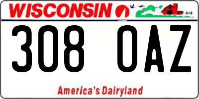 WI license plate 308OAZ