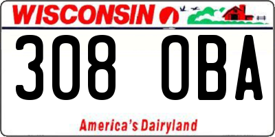 WI license plate 308OBA