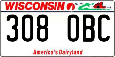 WI license plate 308OBC