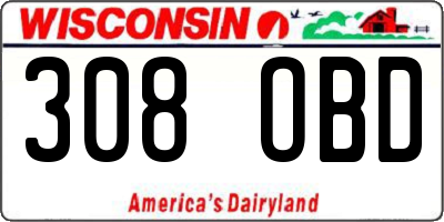 WI license plate 308OBD