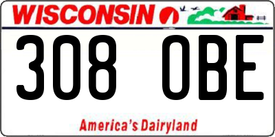 WI license plate 308OBE