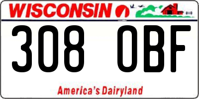 WI license plate 308OBF