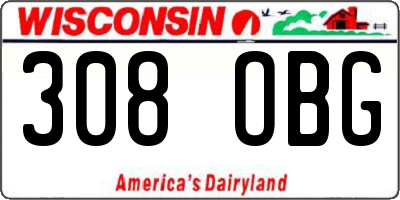 WI license plate 308OBG