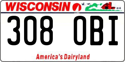 WI license plate 308OBI