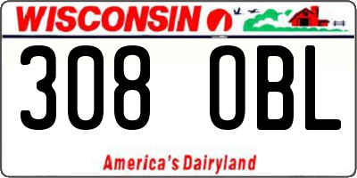 WI license plate 308OBL
