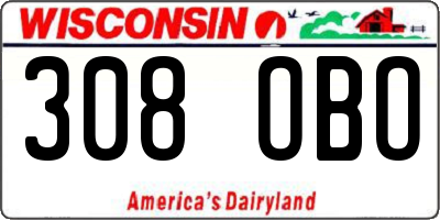 WI license plate 308OBO