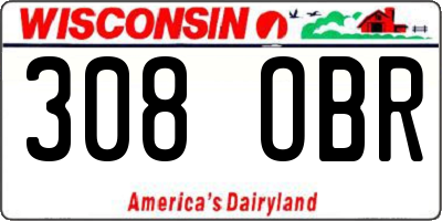 WI license plate 308OBR