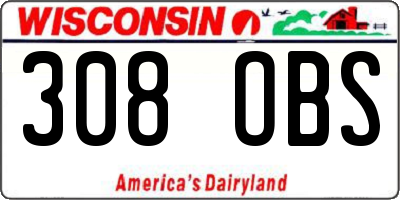 WI license plate 308OBS
