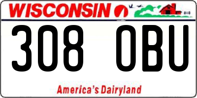 WI license plate 308OBU