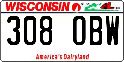 WI license plate 308OBW