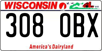 WI license plate 308OBX
