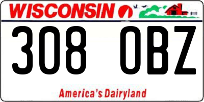 WI license plate 308OBZ
