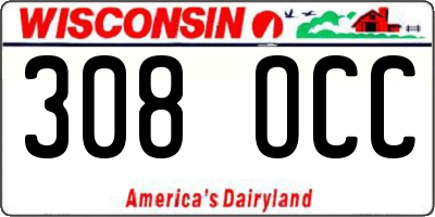 WI license plate 308OCC