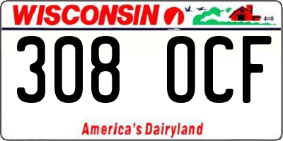 WI license plate 308OCF
