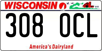 WI license plate 308OCL