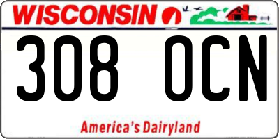 WI license plate 308OCN