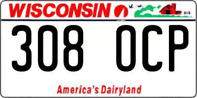 WI license plate 308OCP