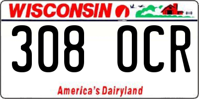WI license plate 308OCR