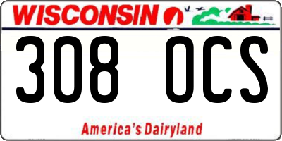 WI license plate 308OCS