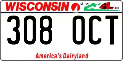 WI license plate 308OCT