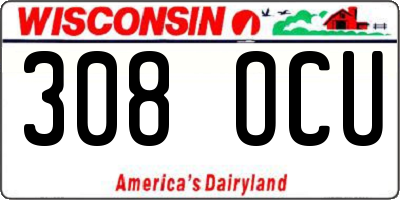 WI license plate 308OCU
