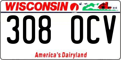 WI license plate 308OCV
