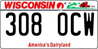 WI license plate 308OCW