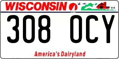 WI license plate 308OCY