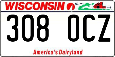 WI license plate 308OCZ