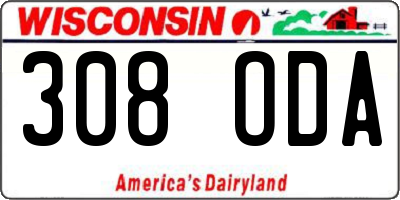 WI license plate 308ODA