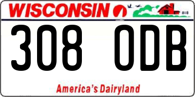 WI license plate 308ODB