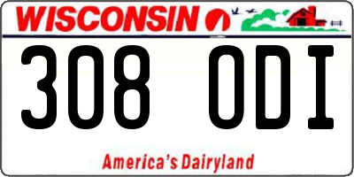 WI license plate 308ODI