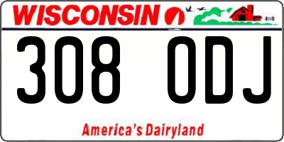 WI license plate 308ODJ
