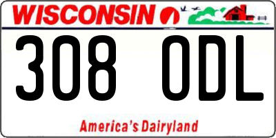 WI license plate 308ODL