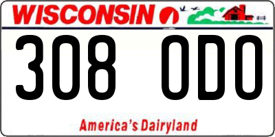 WI license plate 308ODO