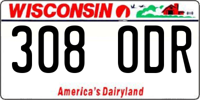 WI license plate 308ODR