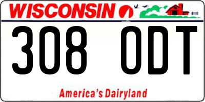 WI license plate 308ODT